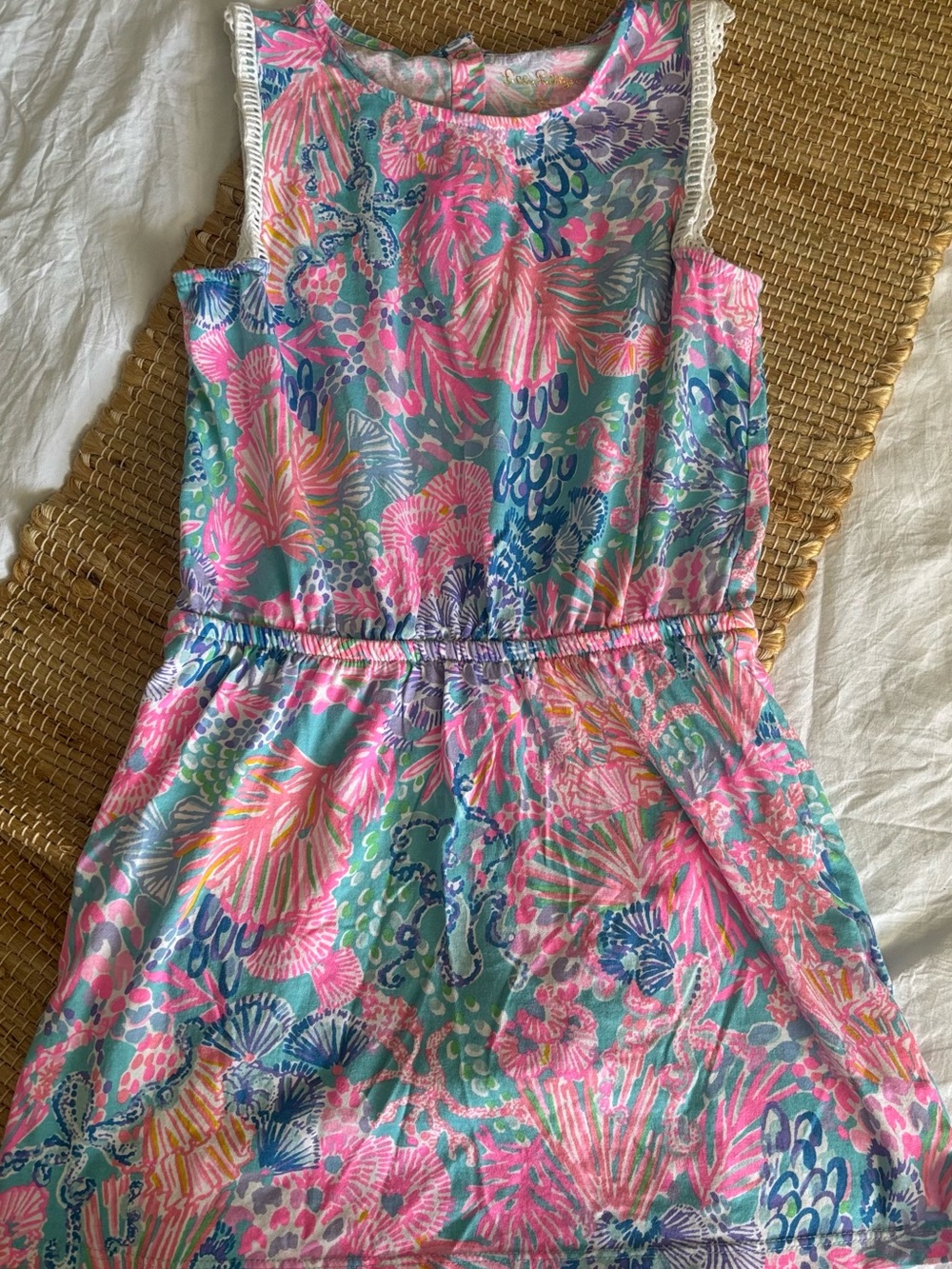 Lilly Pulitzer Girls' Pink, Aqua & Blue Shell-Print Romper